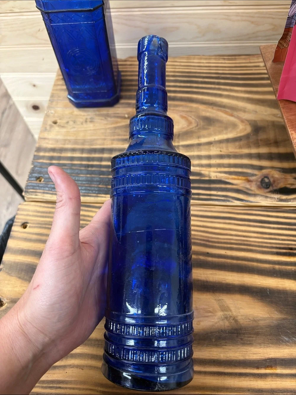 Blue Decorative Glass Bottle Vase - Home Accents